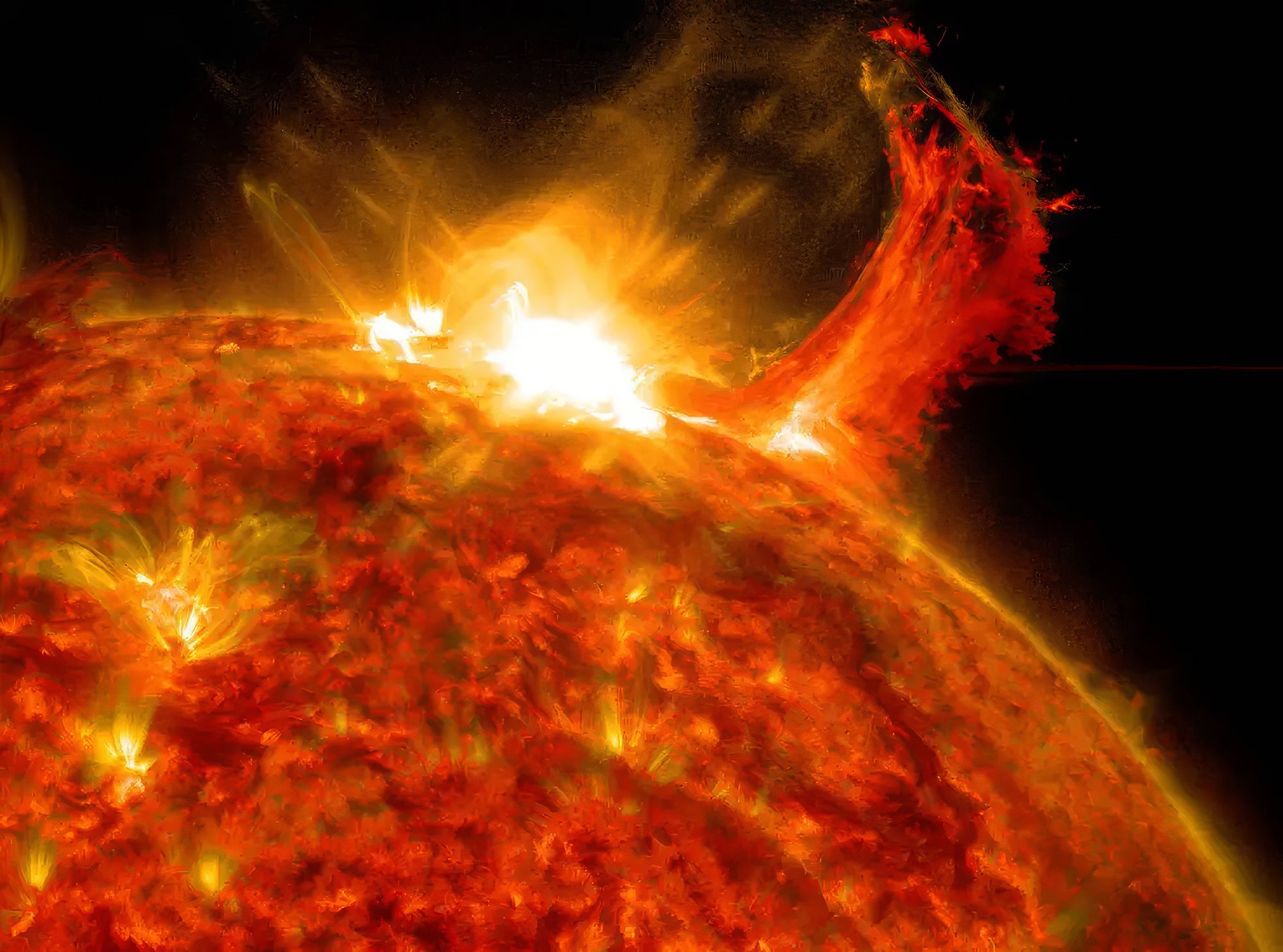 A solar flare, as seen by NASA's Solar Dynamics Observatory