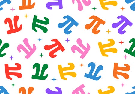 Colorful Pi symbols on a white background