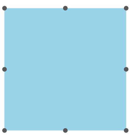 A square with eight dots along the edges: one at each corner and one at the center point of each side.