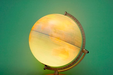 A globe of the Earth in motion