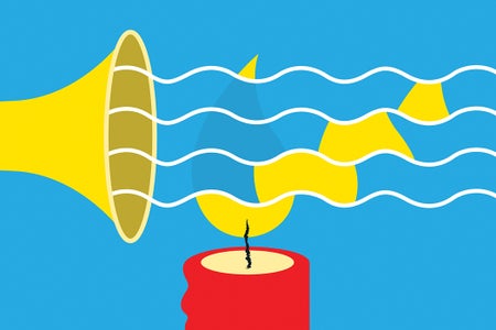 Candle flame being blown out by sound waves