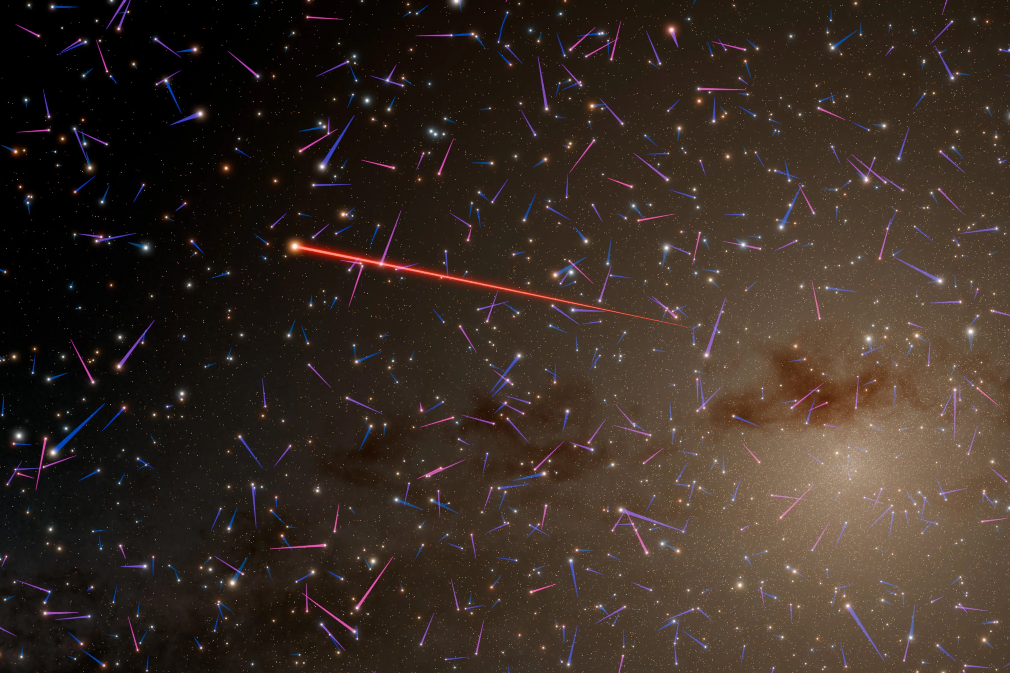 An artist's concept of a hypervelocity star streaking through the Milky Way