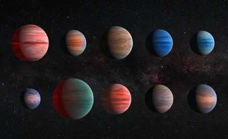Illustrations of various different exoplanets