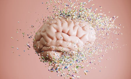 Brain with flying pills