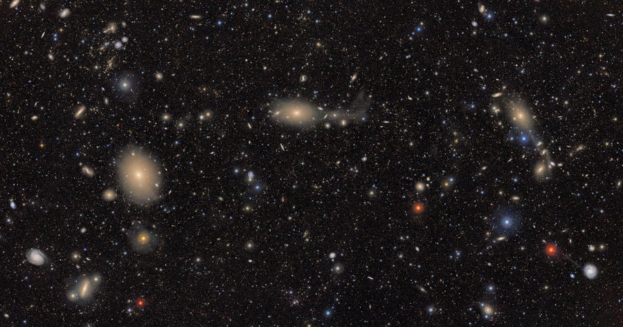 A colorful variety of galaxies and Milky Way stars.