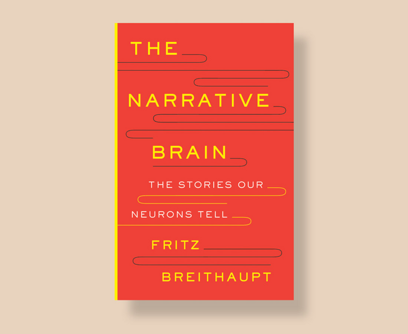 Sampul buku The Narrative Brain dengan latar belakang krem