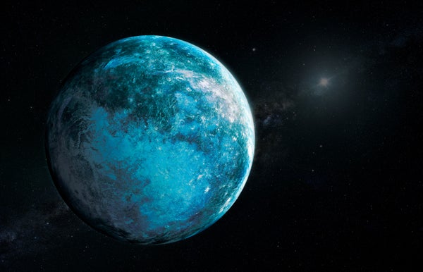 Artist rendering of the proposed Planet Nine, an unconfirmed object that would explain a number of unusual orbits of trans-Neptunian bodies