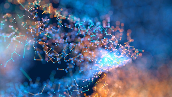 Blue and orange pixelated image