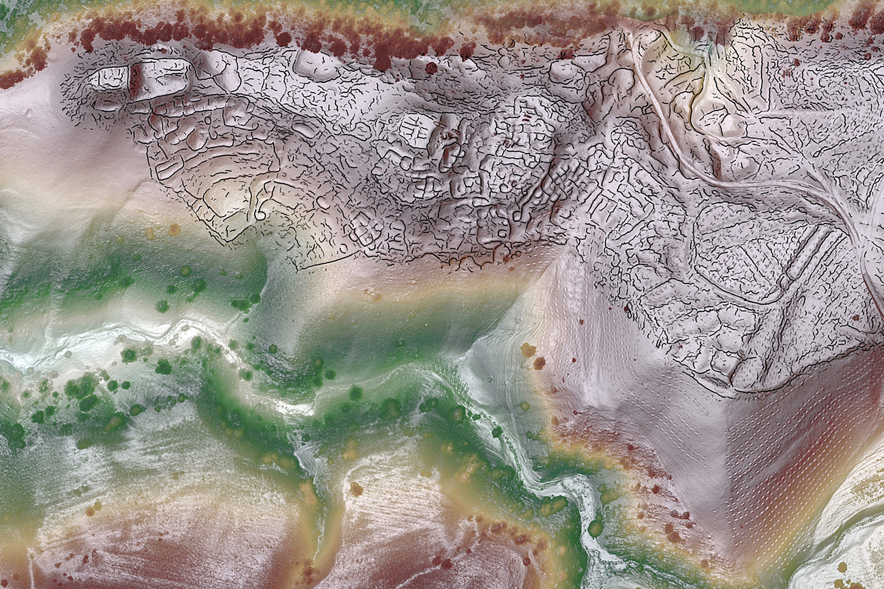 Lidar map and crest lines, Tugunbulak