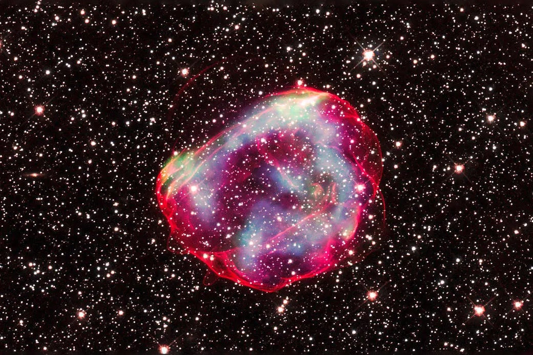 An expanding cloud of debris from a supernova