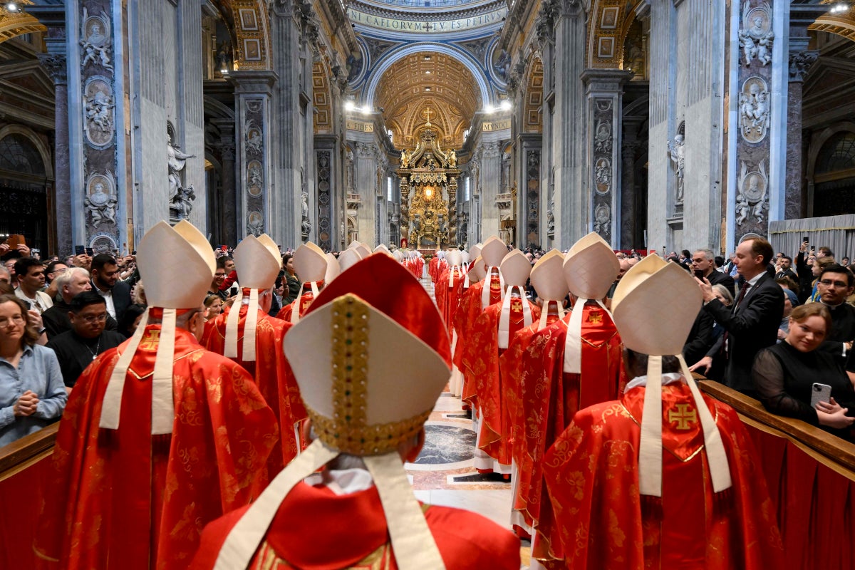 Photo shows cardinals attending the Holy Mass, which is the prelude to the papal conclave, in St. Peter's Basilica, on May 7, 2025 in Vatican City.