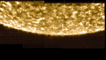 A radiance map, revealing the locations of clumps of carbon ions.