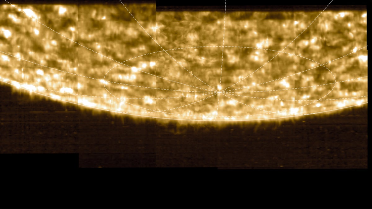 A radiance map, revealing the locations of clumps of carbon ions.