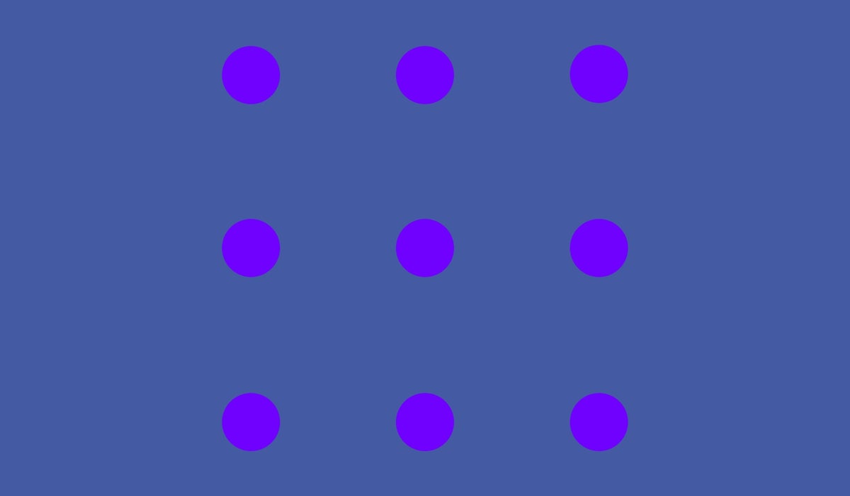 An array of nine purple dots against a muted blue background