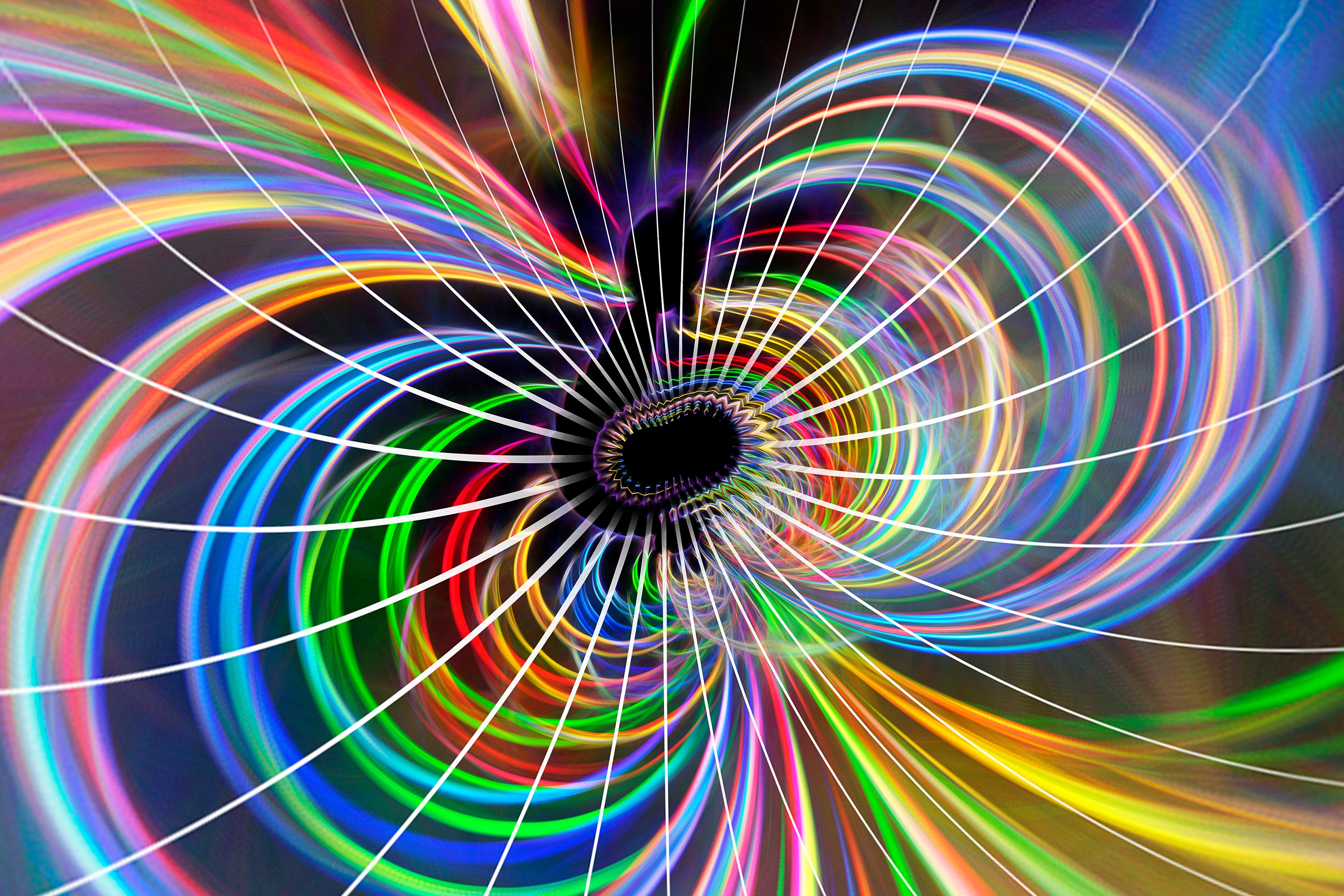 Multicolor abstract illustration resembling a maze-like tunnel