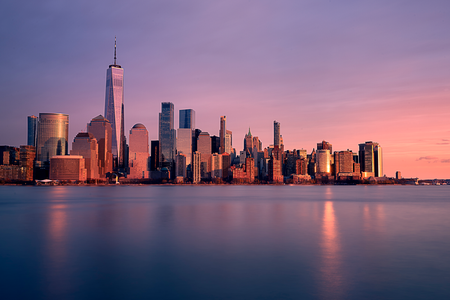 World Trade Center at sunset in New York City
