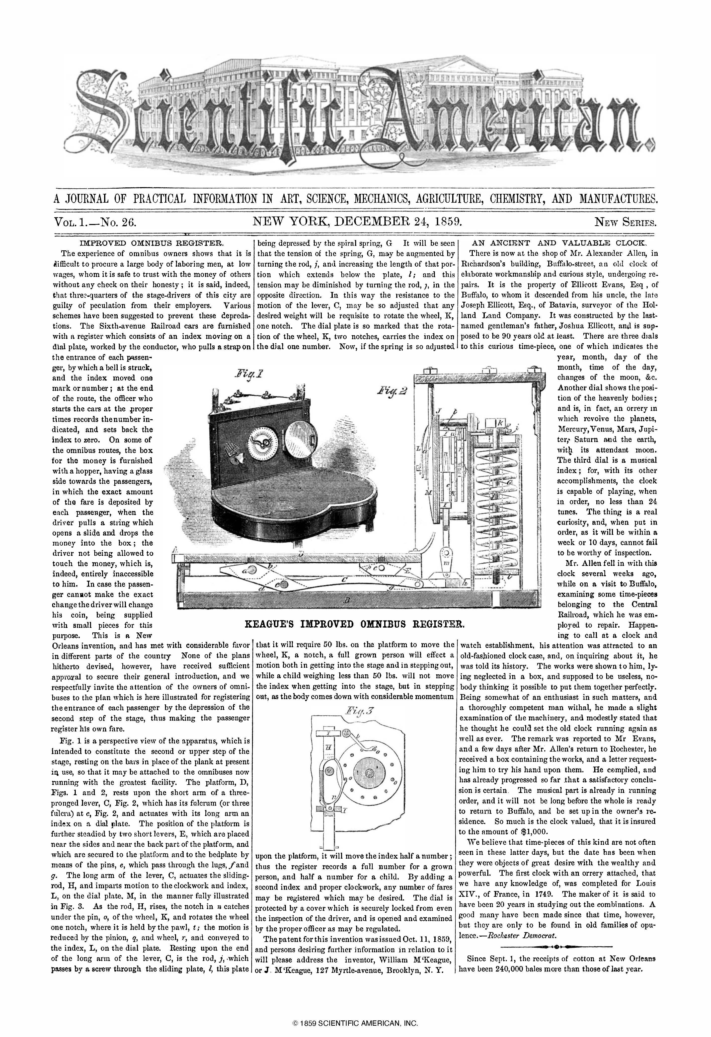 Scientific American Magazine Vol 1 Issue 26