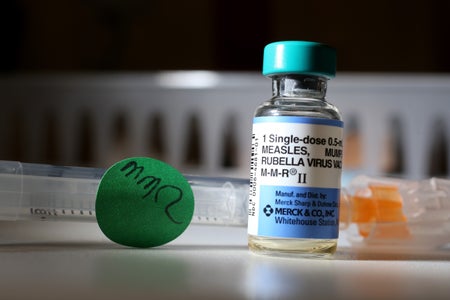 A dose of measles vaccine is seen at the Miami Children's Hospital.