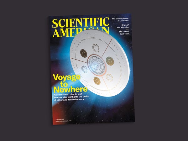 Cover of the October 2025 issue of Scientific American against a dark gray background
