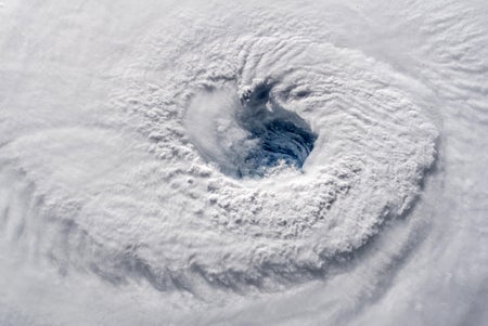 A direct view into the eye of Hurricane Florence photographed from the International Space Station on September 12, 2018