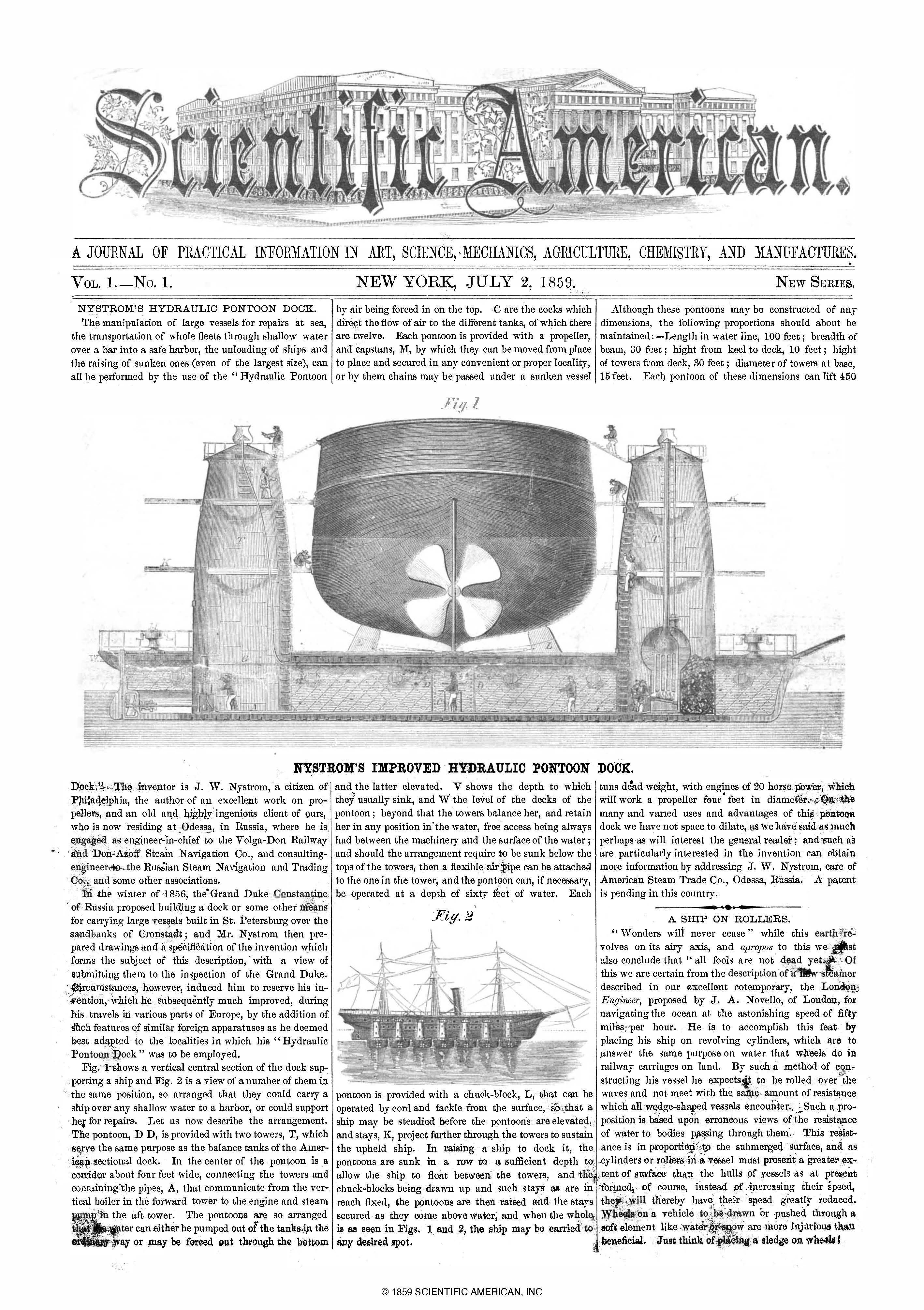 Scientific American Magazine Vol 1 Issue 1