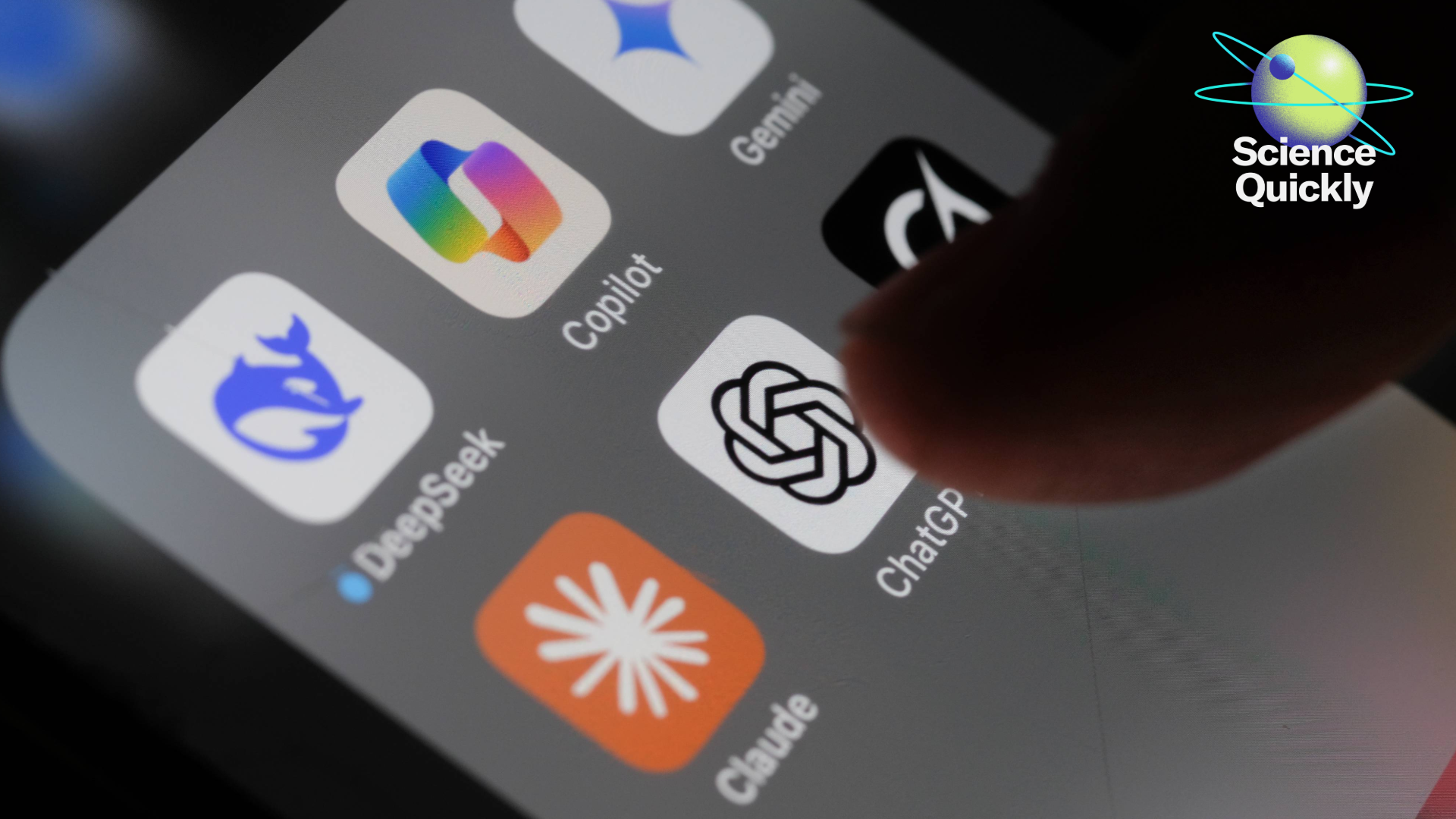 Illustration of icons of artificial intelligence apps on a smartphone