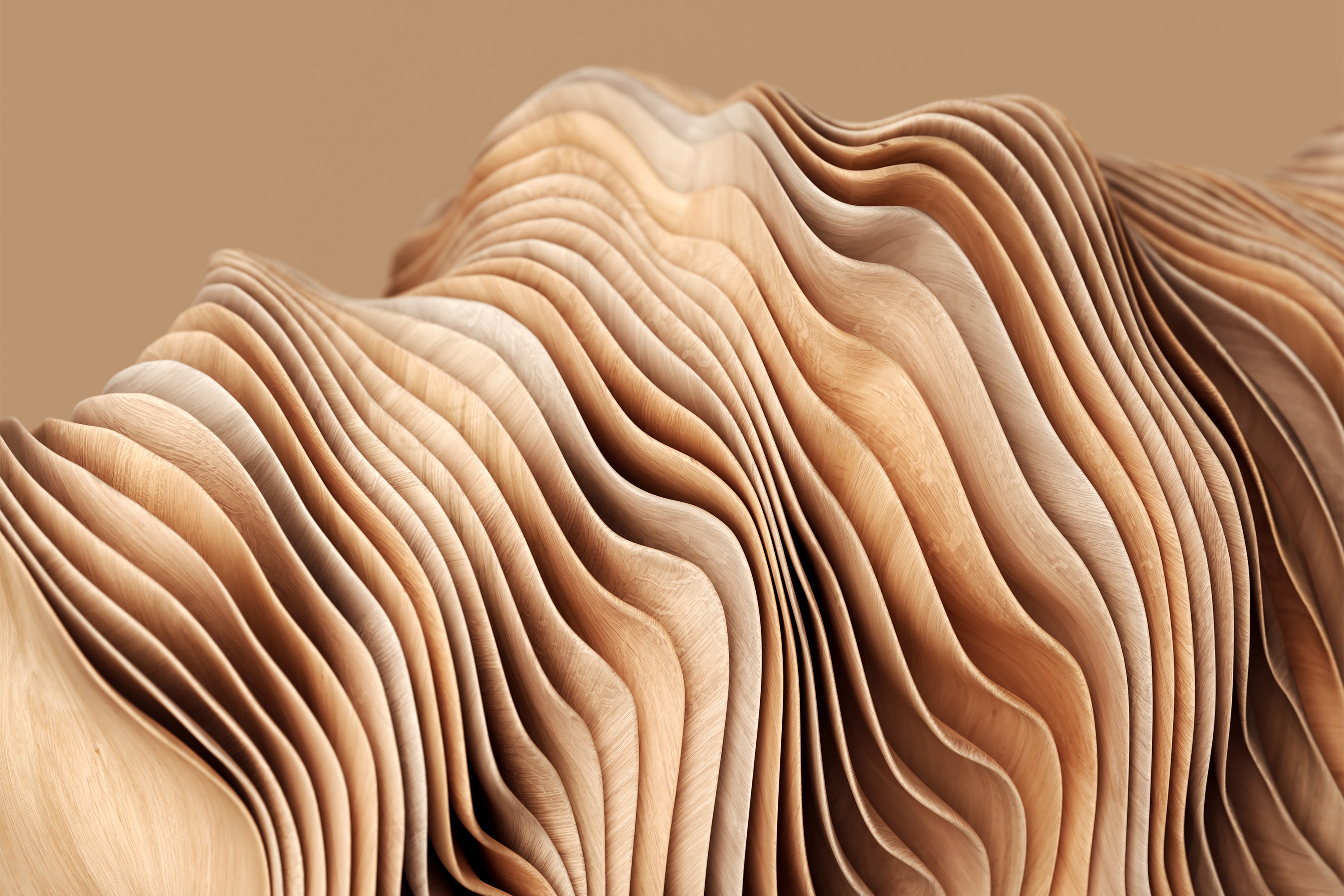 Digital generated image of wooden twisted shapes