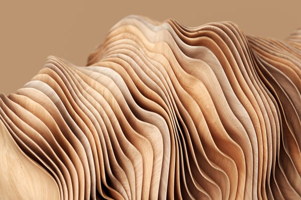Digital generated image of wooden twisted shapes