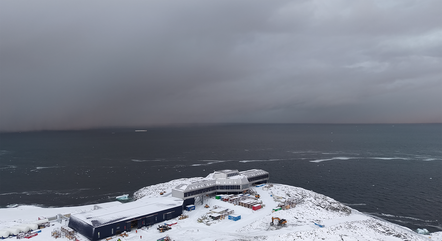 Aerial view of arctic lab