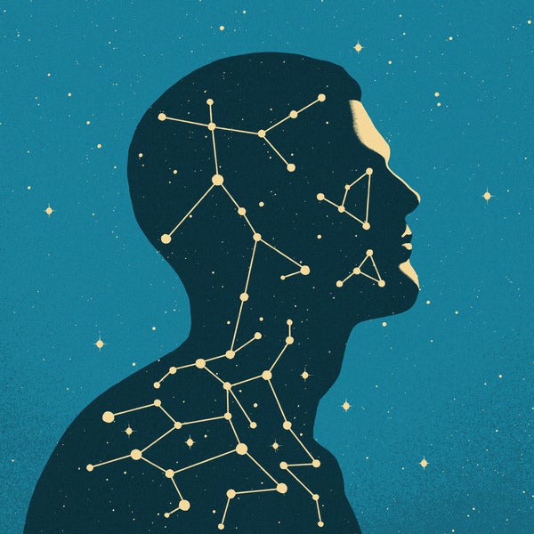 Illustration of a man with a constellation of stars inside his silhouette