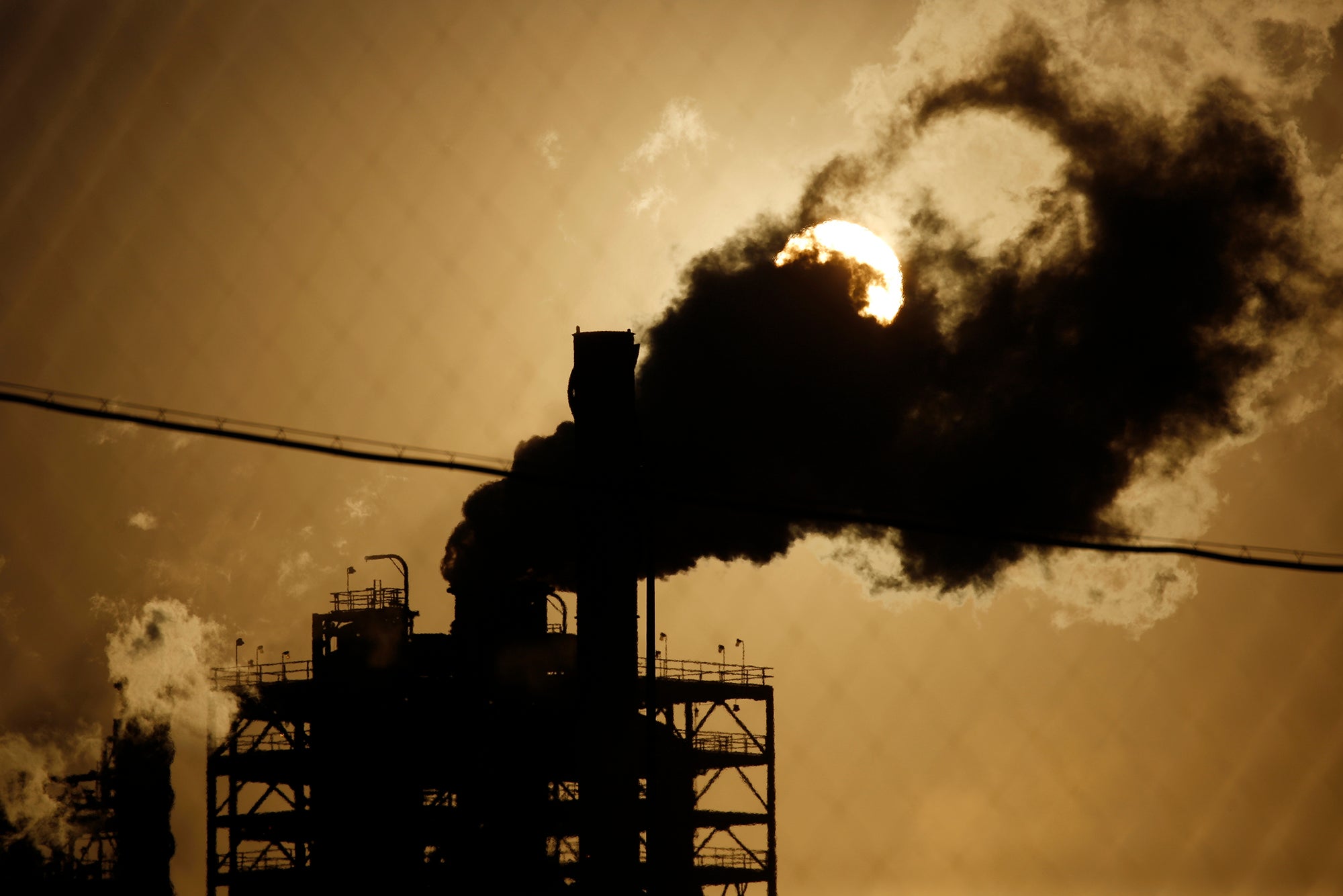 Industrial pollution from smoke stack