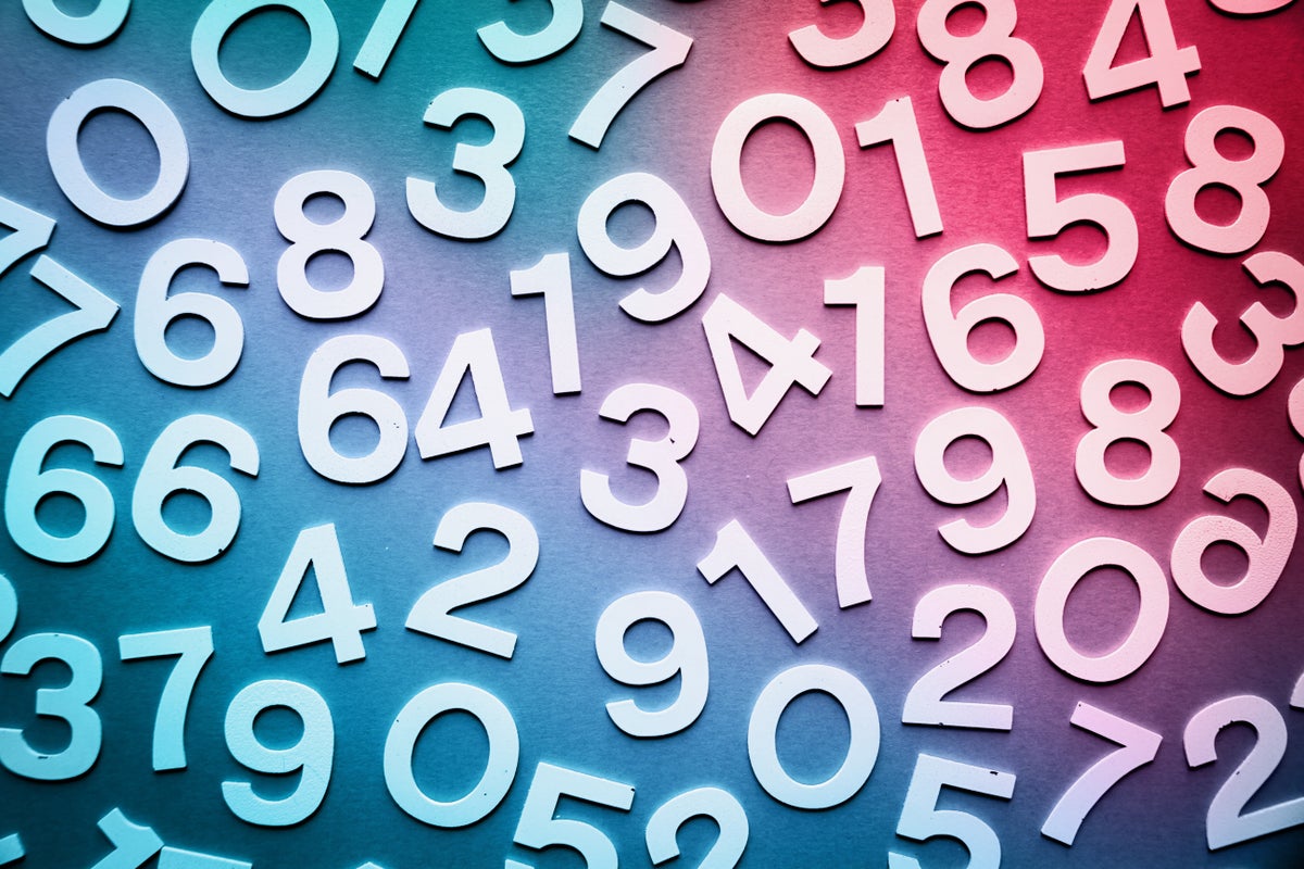 Numbers on a blue and red background