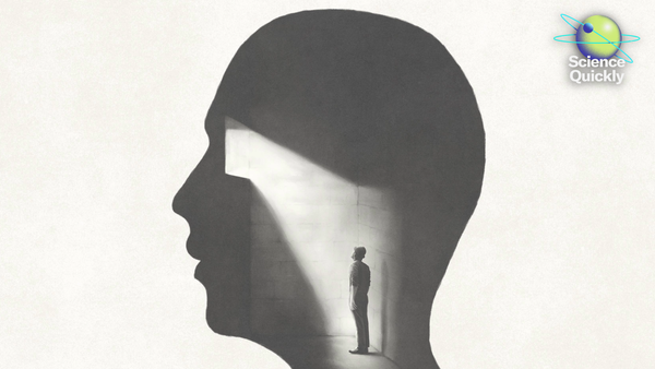 An illustration of mans head with another man stuck inside