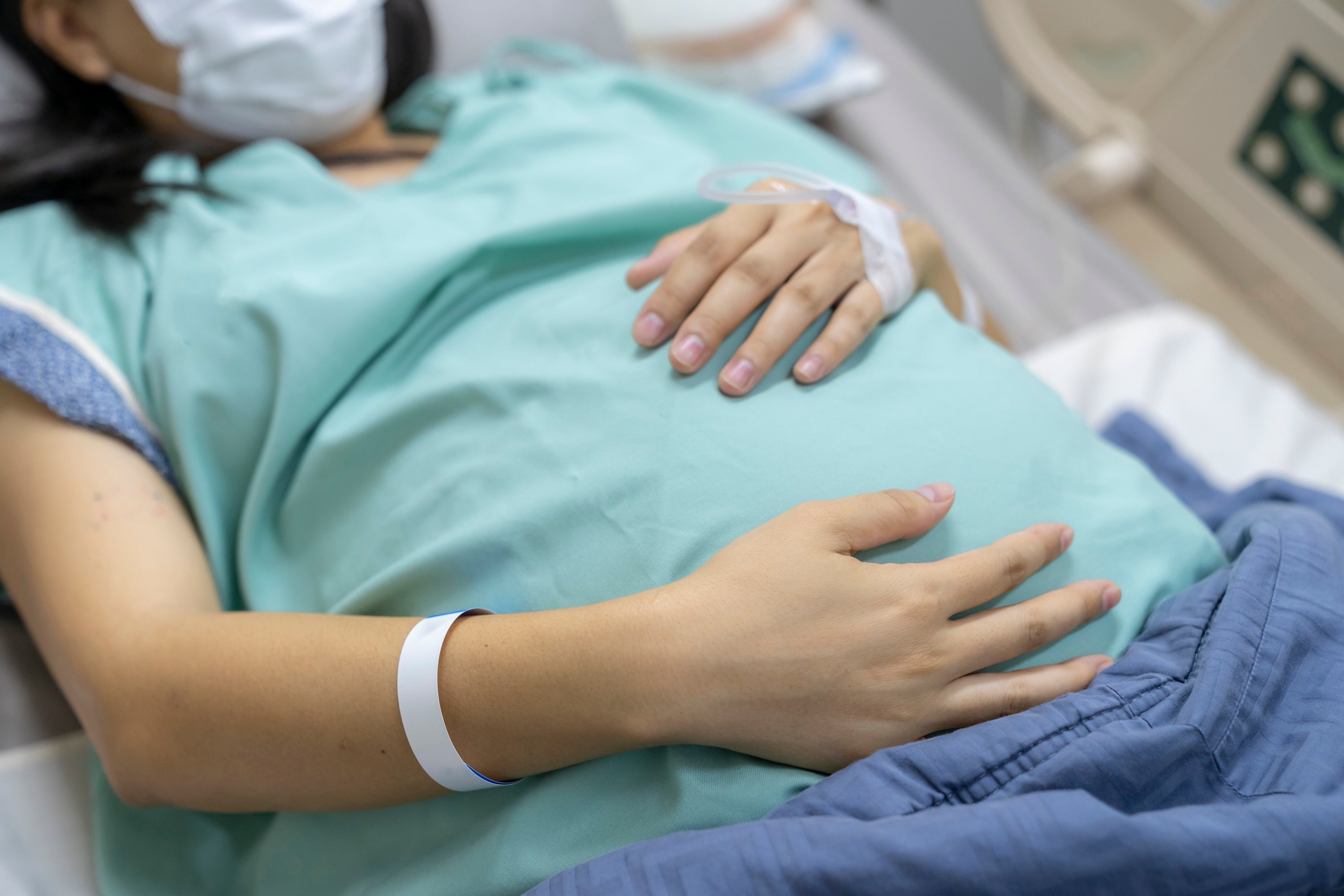 Woman is waiting to give birth at hospital
