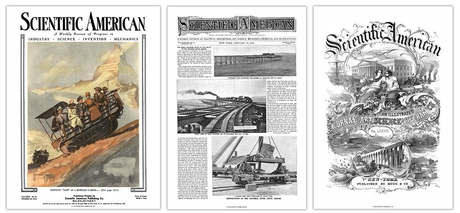 Covers of Scientific American from 1919, 1898 and 1898