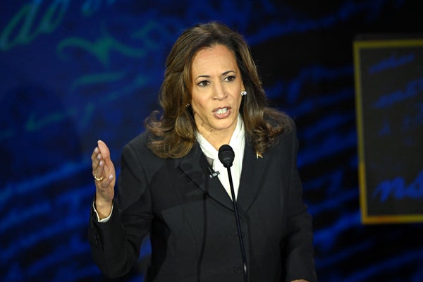 Kamala Harris speaking at the presidential debate.