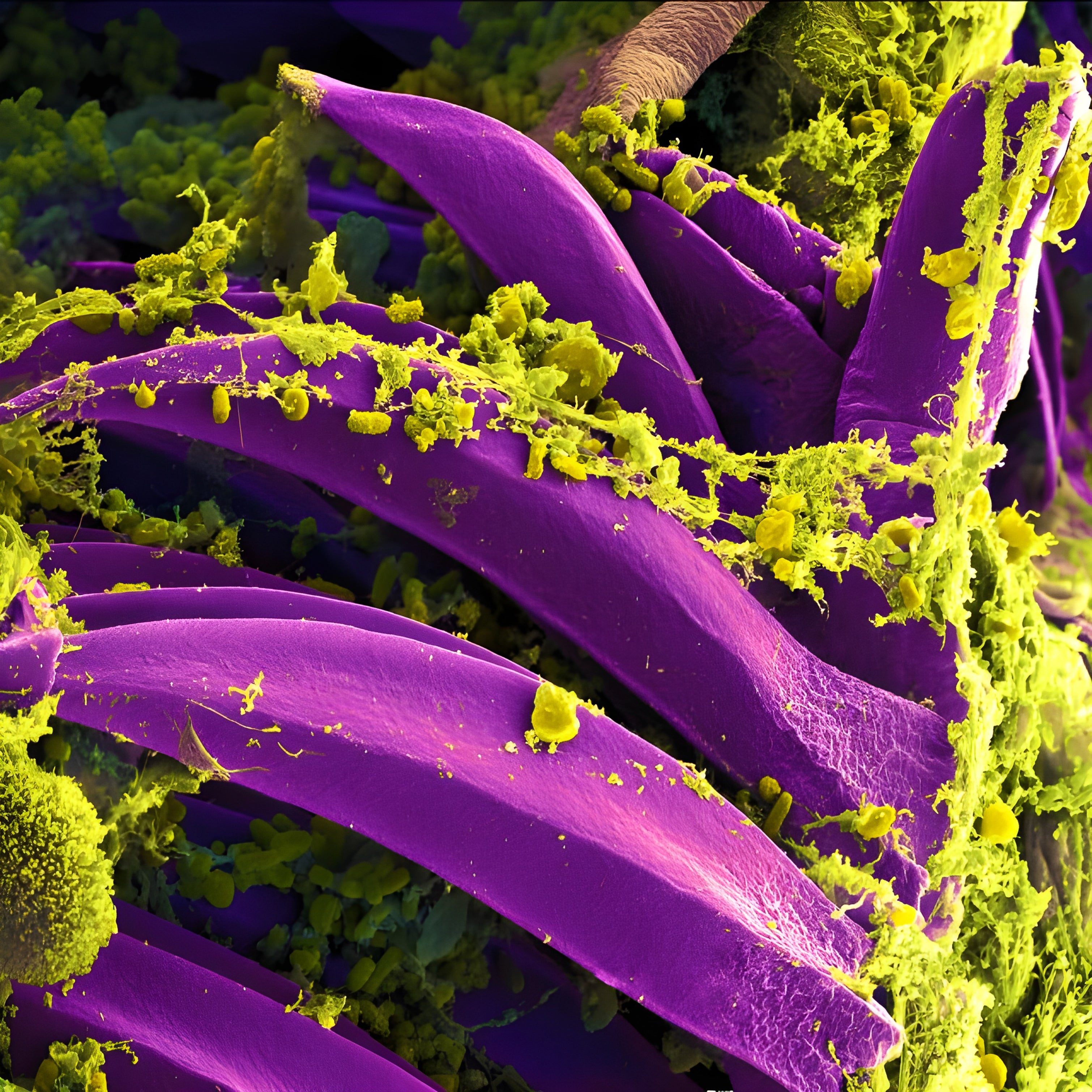 Microscopic image showing bacteria on a flea