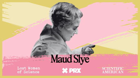 A photo illustration of a woman viewed in profile holding a small white mouse with a background of washes of pastel colors