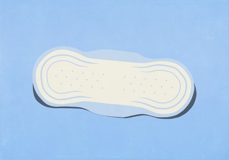 Illustration of a panty liner on a blue background