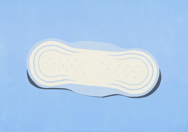 Illustration of a panty liner on a blue background