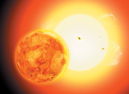 Illustration of an exoplanet and a star