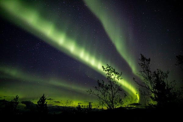 Green auroral arcs.