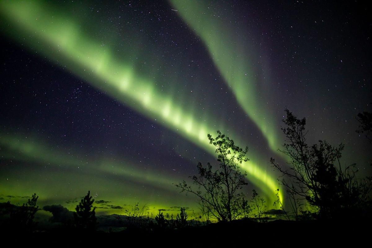 Green auroral arcs.