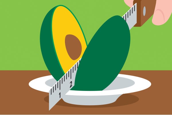 Ilustração de uma faca cortando um abacate