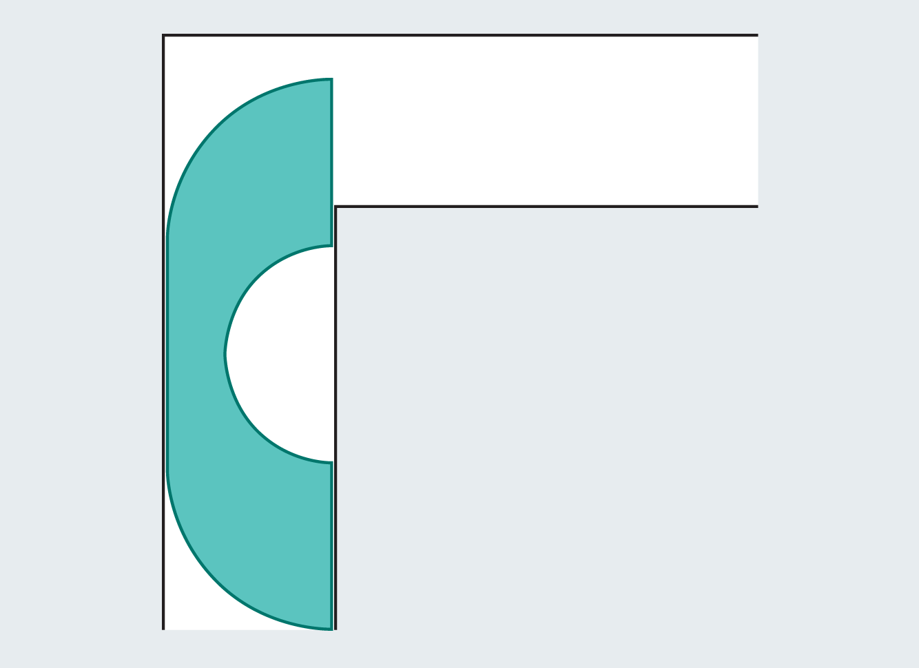 Animated graphic shows how a sofa shape introduced by John Hammersley can get around the 90-degree corner in a hallway.