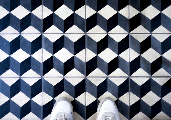 Black and white tiled floor