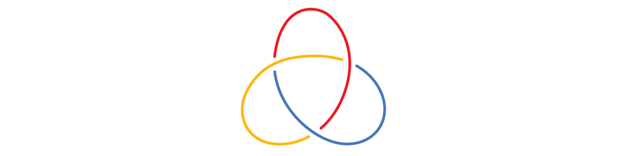 Graphic shows a tricolored trefoil knot.