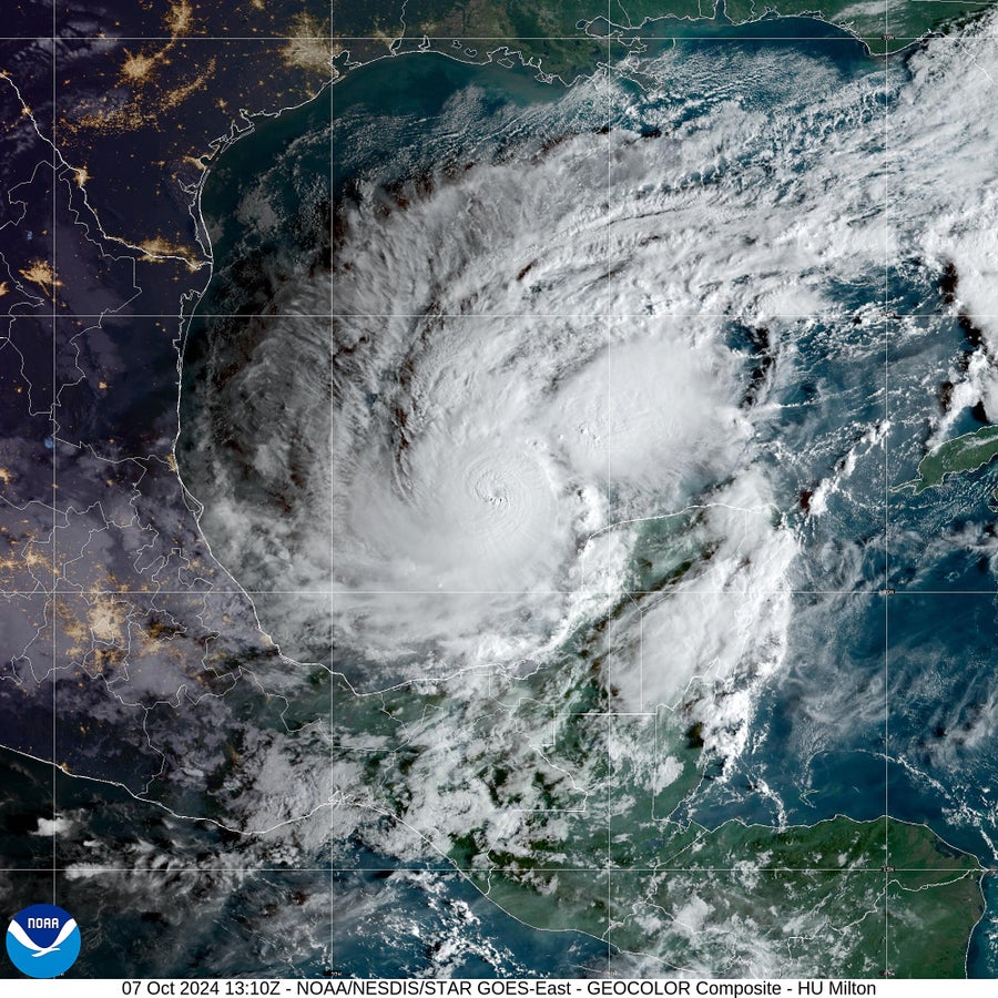 Satellite image of Hurricane Milton over the Gulf of Mexico on October 7, 2024