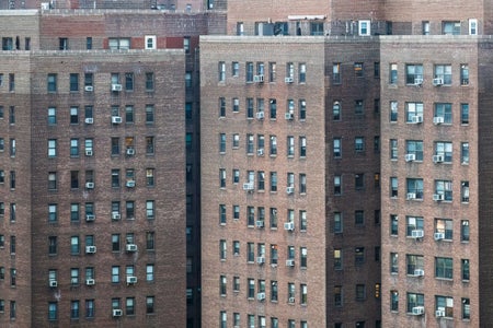 Brick building with AC units