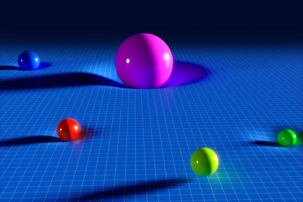 An artist's concept of multiple types of subatomic particles